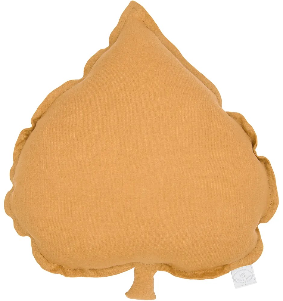 Cotton &amp; Sweets Ľanový vankúš lipový list karamelová 38×43 cm