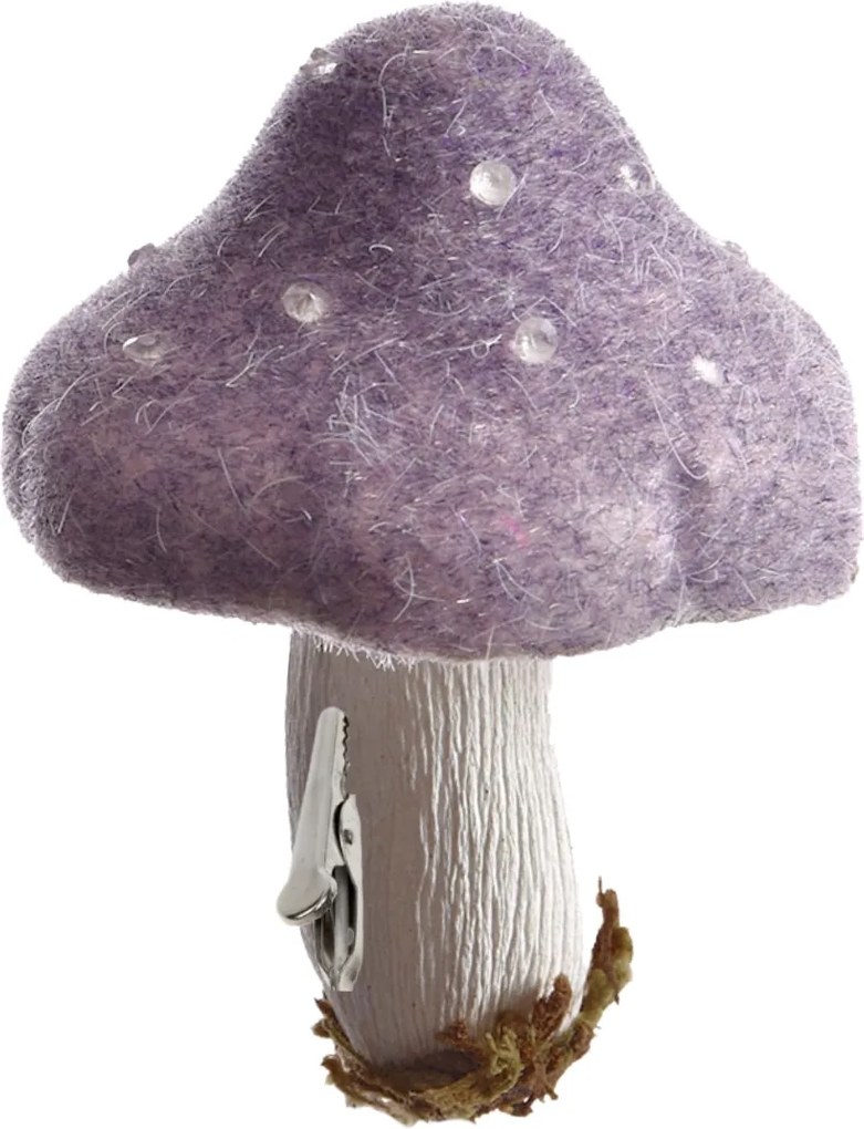 Jesenná dekorácia s klipom MUSHROOM 13,5 cm, fialová