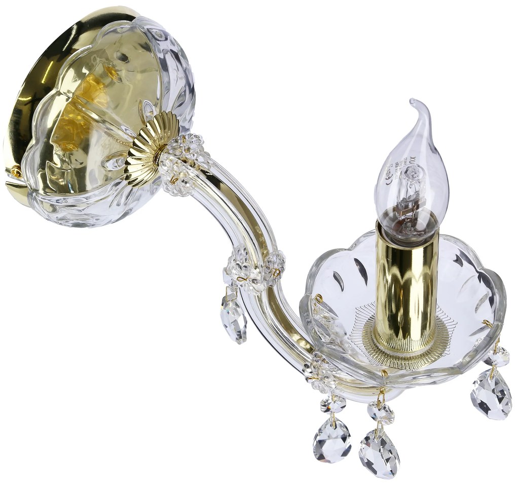 Candellux Zlaté krištáľové nástenné svietidlo Maria Teresa pre žiarovku E14 21-95742