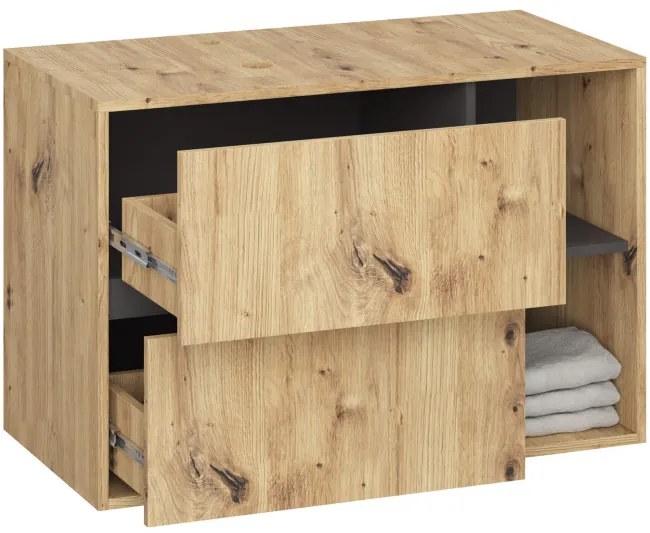 Skrinka pod umývadlo VAMI W90 2SZ dub artisan / garafitová / sivá