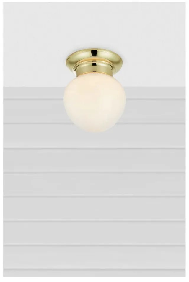 Biele/v mosadznej farbe stropné svietidlo so skleneným tienidlom Ronda – Markslöjd