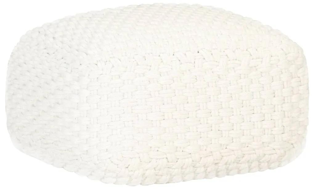 vidaXL Ručne pletená taburetka biela 50x50x30 cm bavlnená