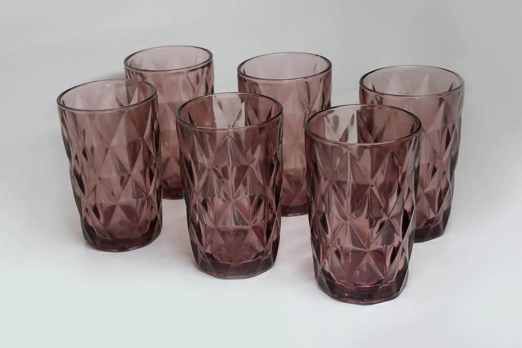 Ružové sklenené poháre vysoké 390ml 6ks