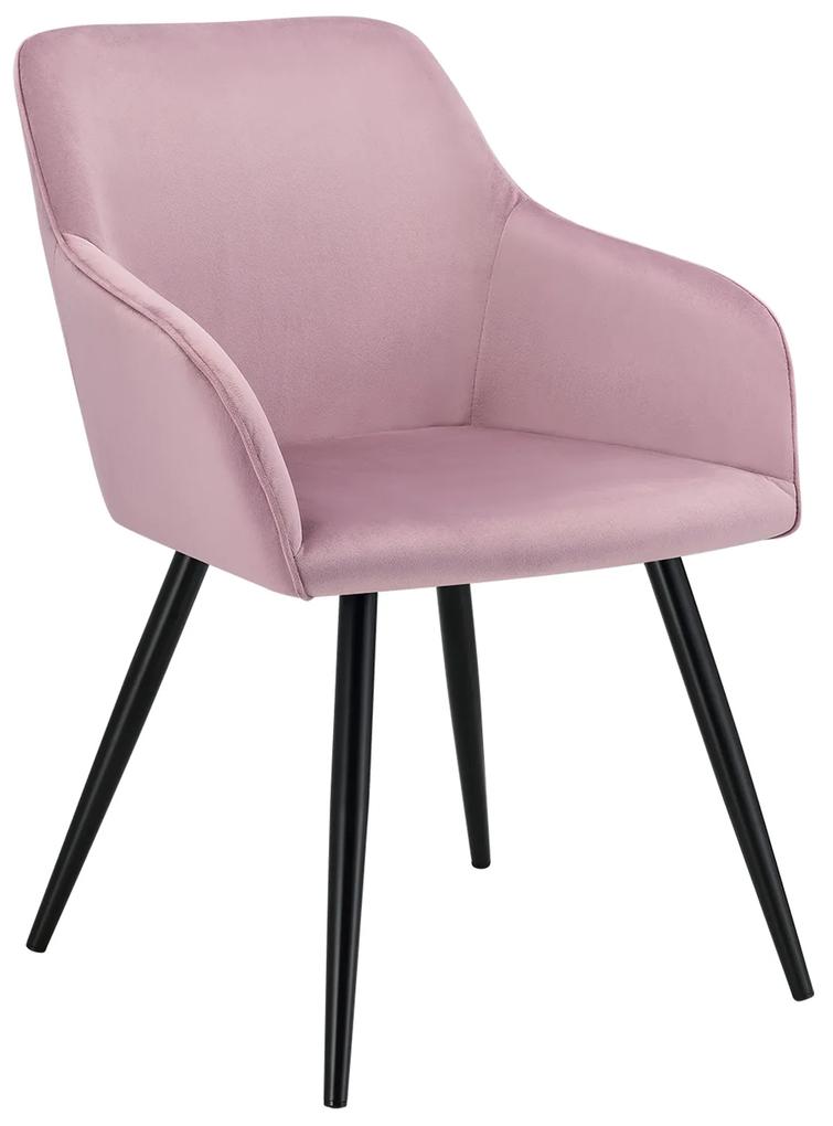 Juskys Lounge stolička Tarje so zamatovým poťahom v staroružovej farbe