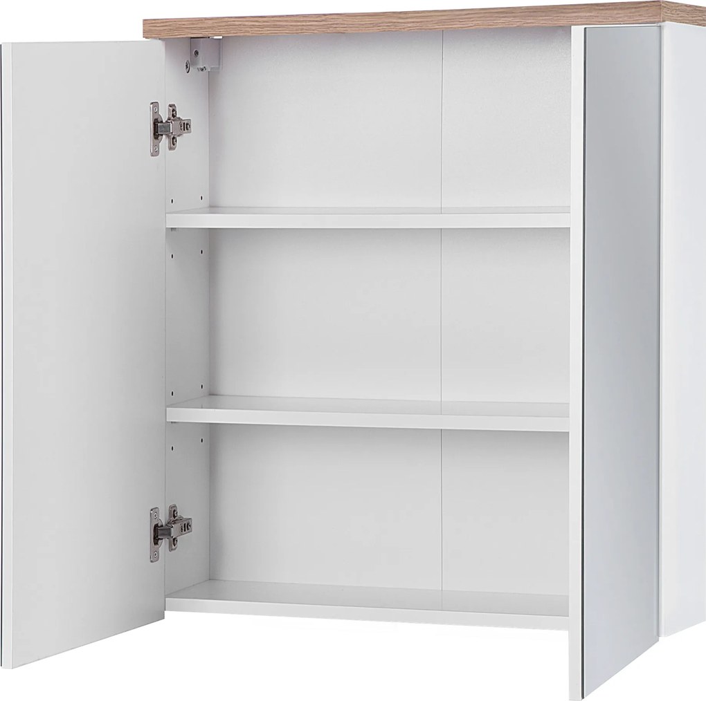 Comad Zrkadlová skrinka bez osvetlenia Bali White 60 biela/dub wotan
