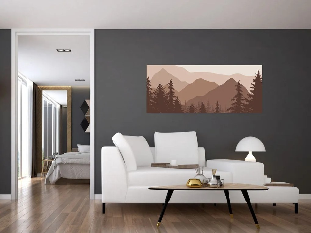Obraz - Hnedé pohorie N⁰2 (120x50 cm)