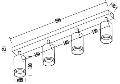 Bodové svietidlo PIPE 4xGU10/10W/230V čierne