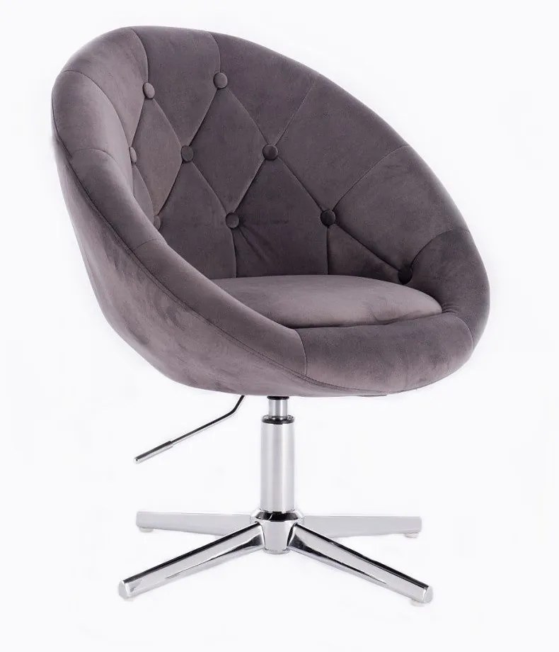 LuxuryForm DESIGN Kreslo VERA VELUR na striebornom kríži - tmavosivé