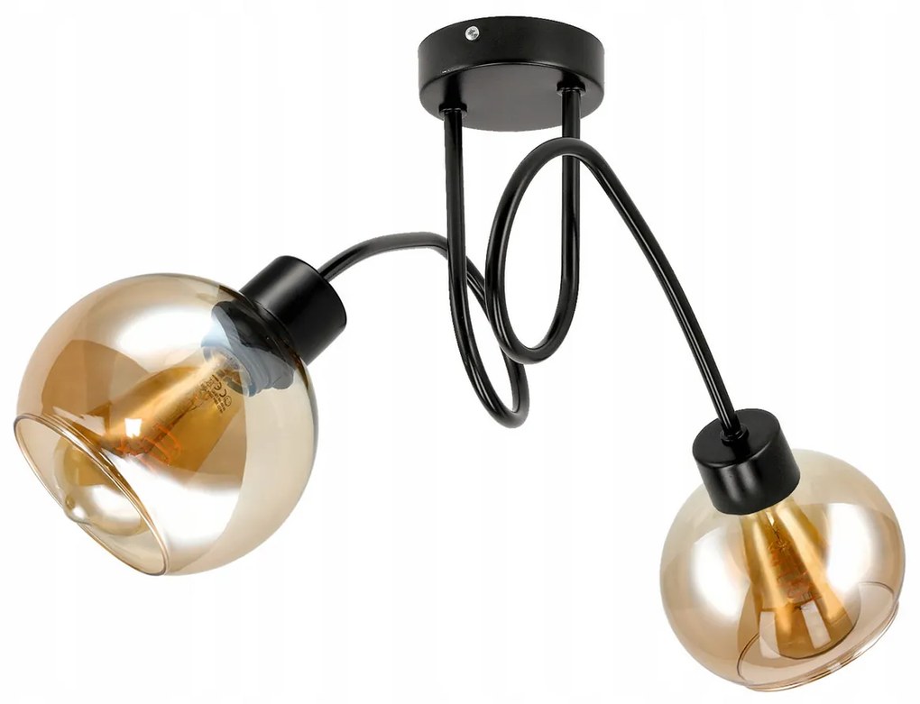 BERGE Sklenená LED stropná lampa 2xE27 - jantárová farba