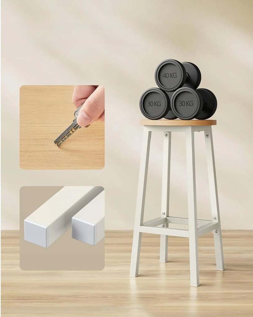 Súprava 2 ks barových stoličiek Vasagle Pure biela/svetlohnedá