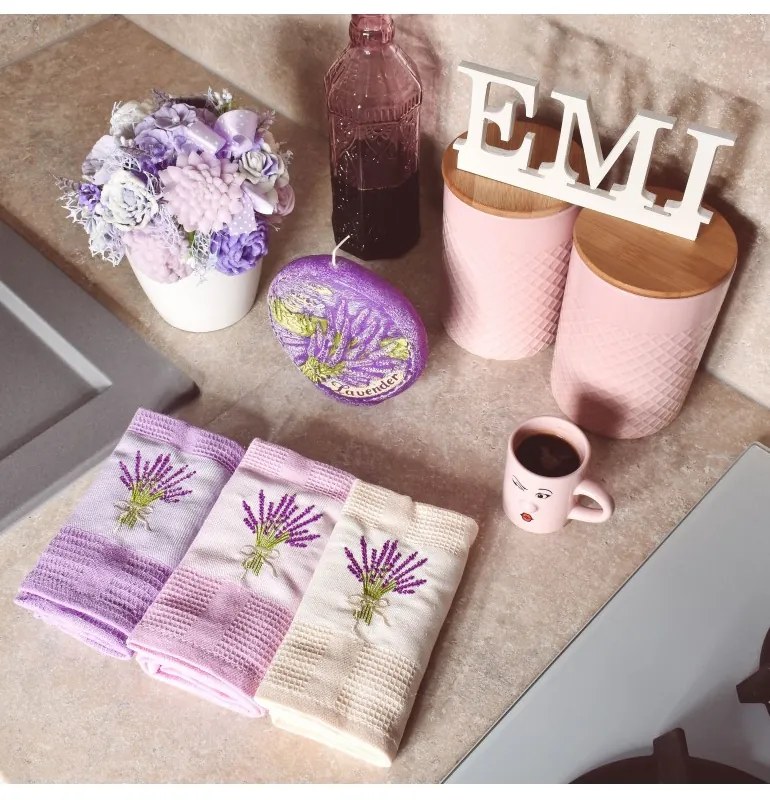 Utierky vaflové na riad levanduľa set 3ks EMI