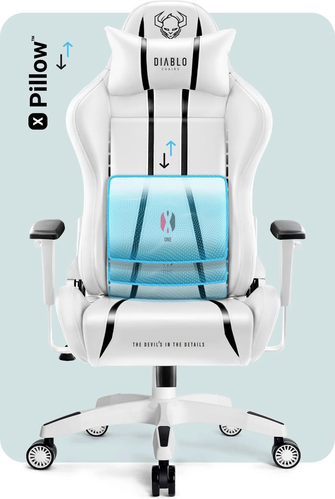 Herné kreslo z eko-kože King Size, bielo-čierne: Diablo X-One 2.0