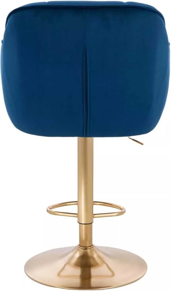 LuxuryForm DESIGN Barová stolička AVOLA VELUR na zlatom tanieri - modrá