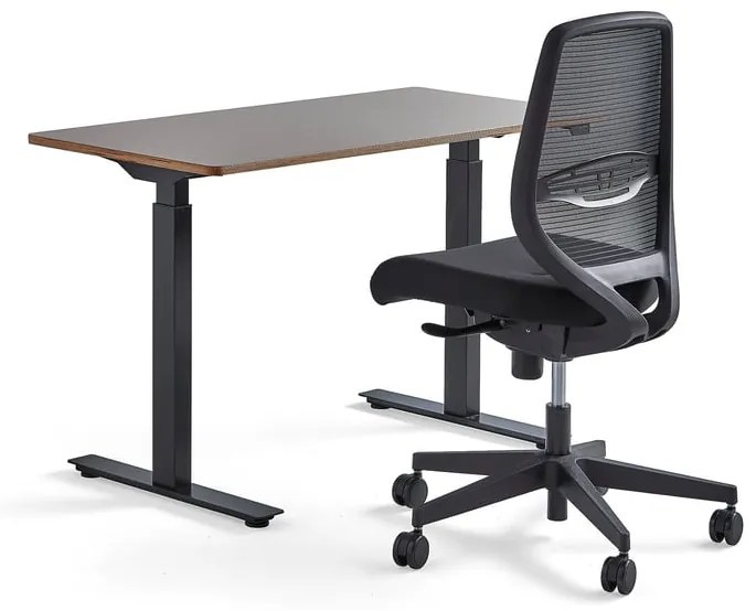 Zostava nábytku: 1 ílovošedý stôl Novus + 1 kancelárska stolička Marlow