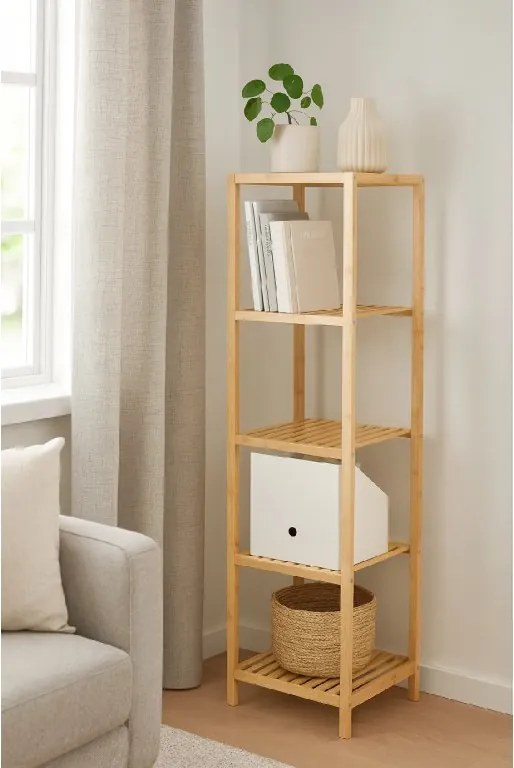 Noela Bambusový regál s 5 policami BAMBI