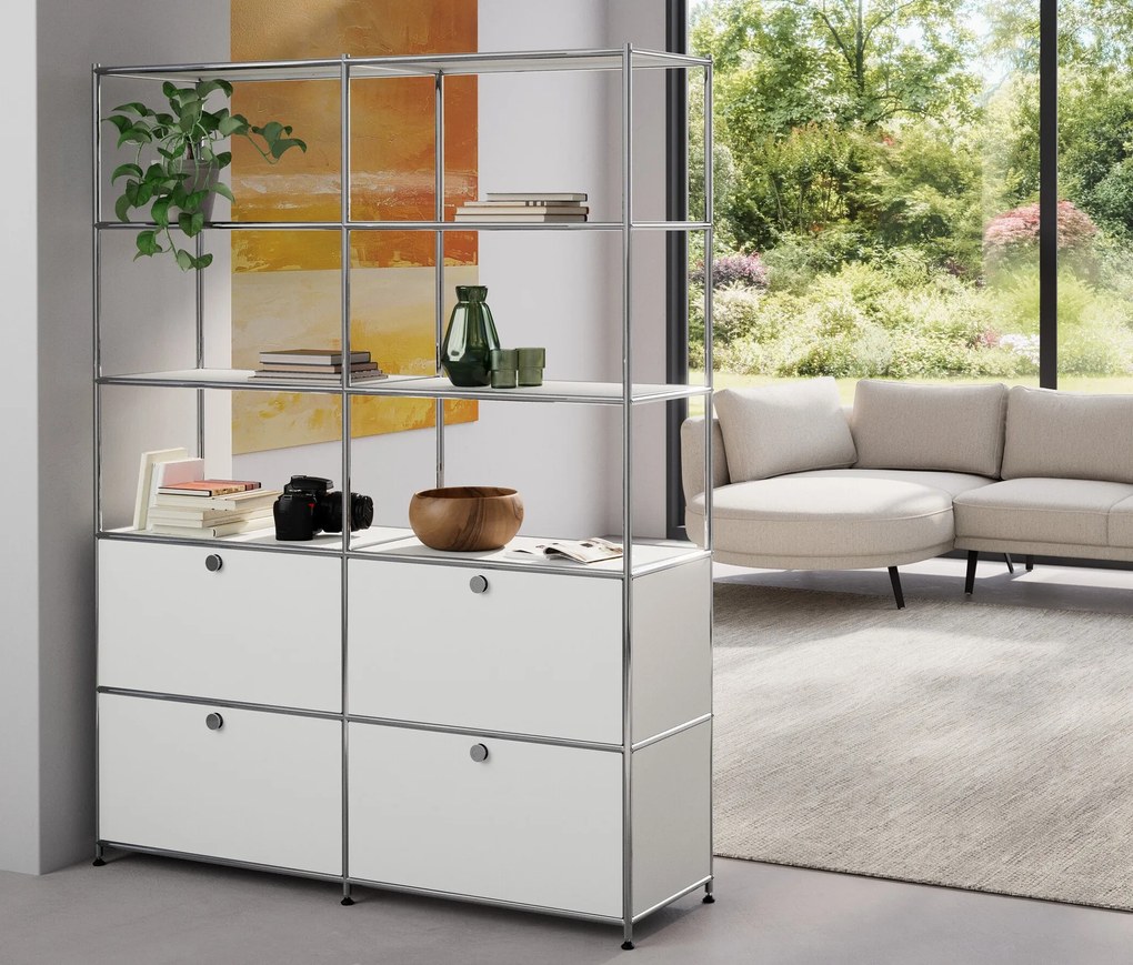 Vysoká kovová skrinka »CN3« so 4 výklopnými priečinkami, biela