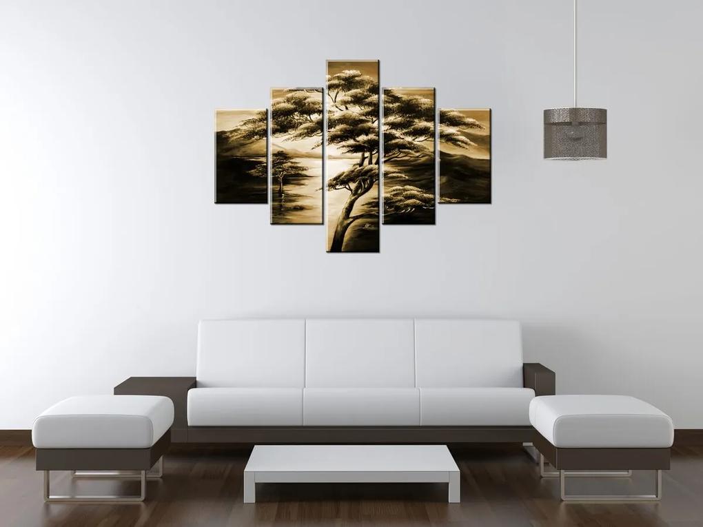 Gario Ručne maľovaný obraz Silné stromy - 5 dielny Rozmery: 100 x 70 cm