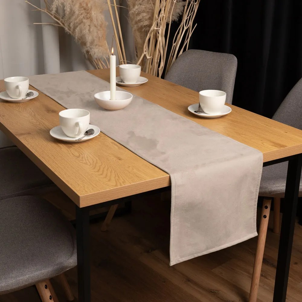 Biante Behúň na stôl/imitácia brúsenej kože Alcantara ALC-009 Béžový 45x140 cm