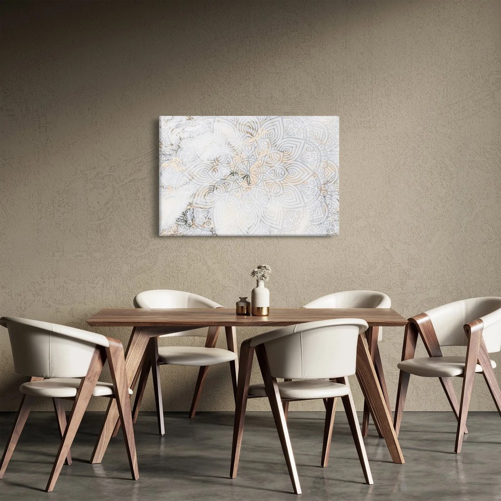 Obraz bielej mandaly (90x60 cm)