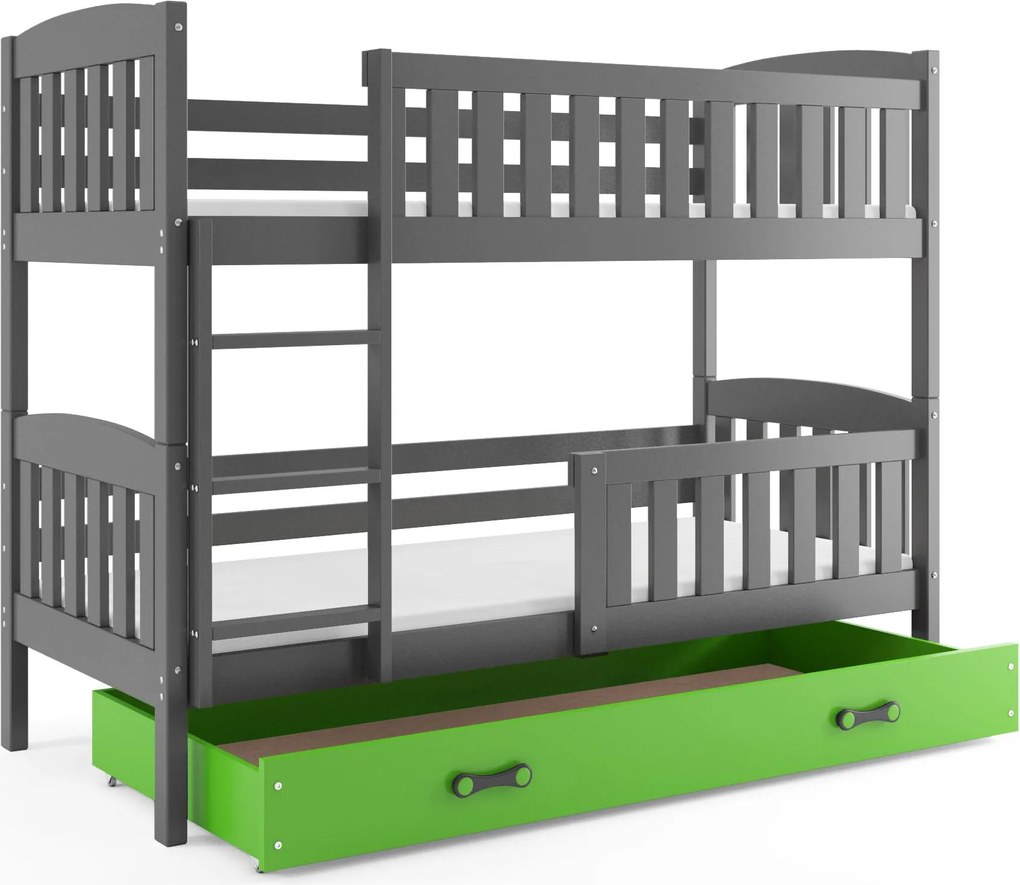Poschodová posteľ KUBO 200x90 | grafitová - zelená