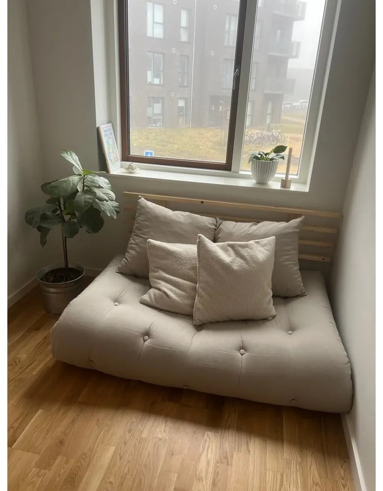 Rozkladacia pohovka so zeleným poťahom Karup Design Shin Sano Natural/Olive Green