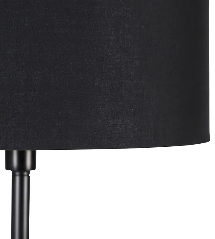 Moderná stojaca lampa čierna s tienidlom čiernym so zlatom - Simplo