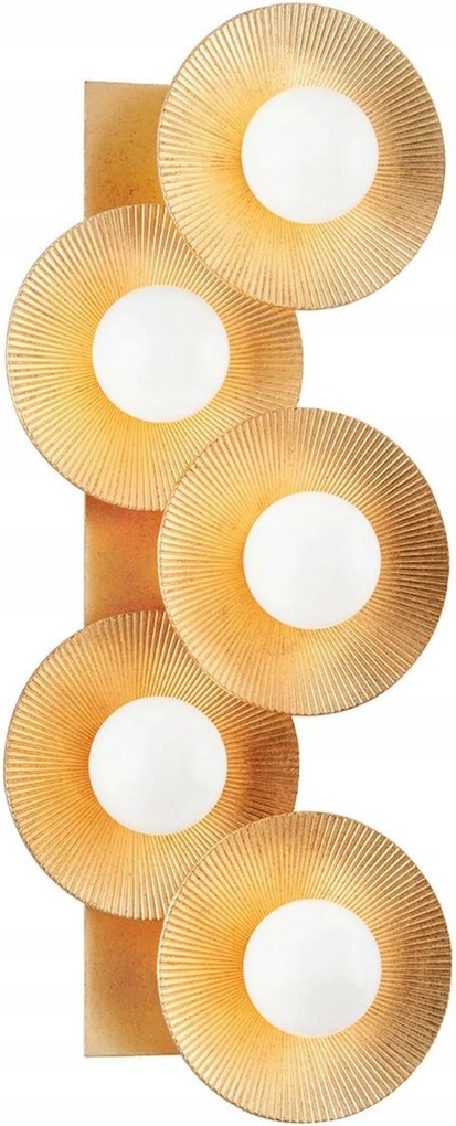 Hudson Valley nástenné svietidlo Emerald oceľ/sklo zlatá/opál G9 5x4W 333-05