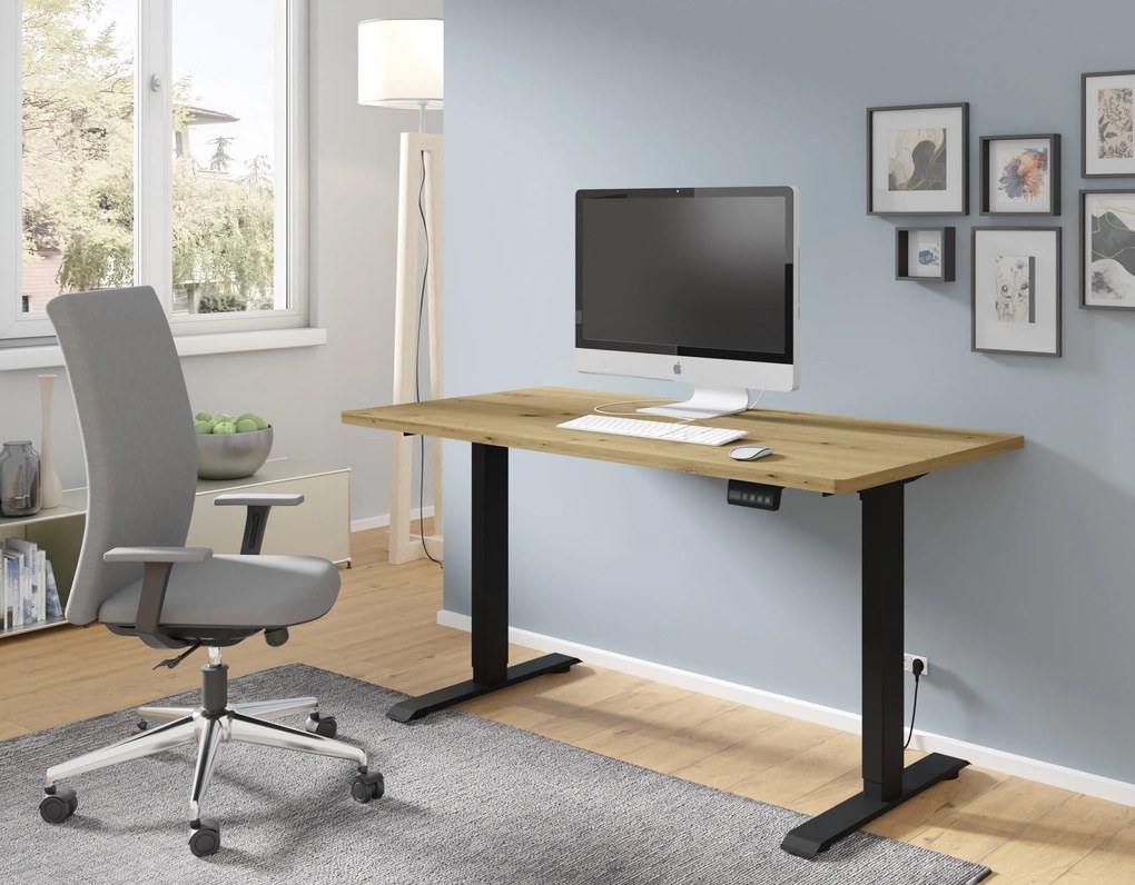 Elektrický PC stolík Motiva 120 (čierna + dub artisan). Akcia -21%. Vlastná spoľahlivá doprava až k Vám domov. 1124892