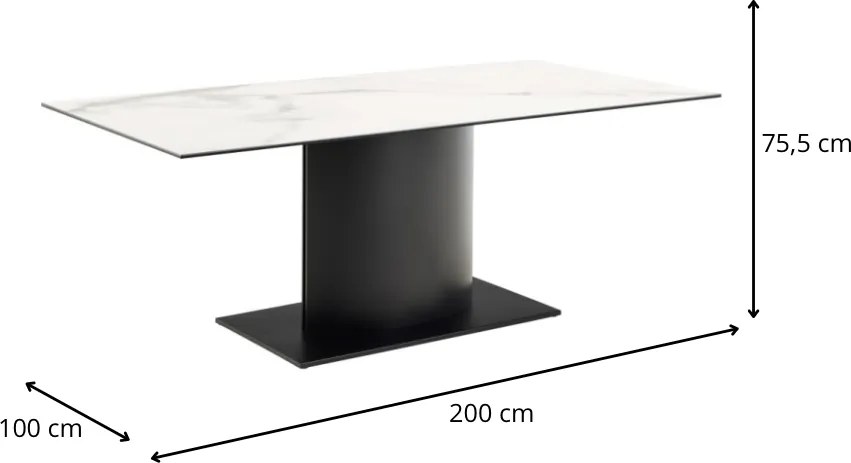 Jedálenský stôl Marbella 200 cm čierny/mramorovo biely