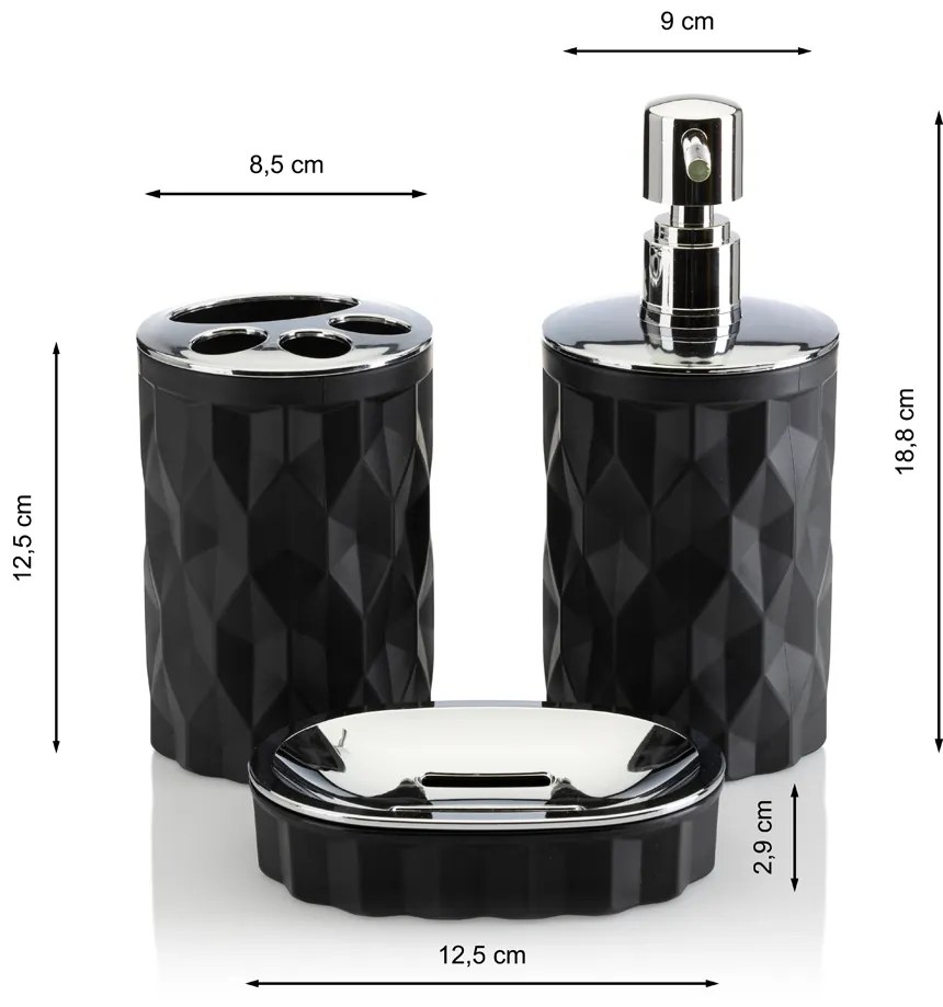 Sada kúpeľňových doplnkov Reina čierna/s chrómovou povrchovou úpravou