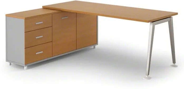 Stôl Alfa so skrinkou 1800 x 800 mm ľavý, buk