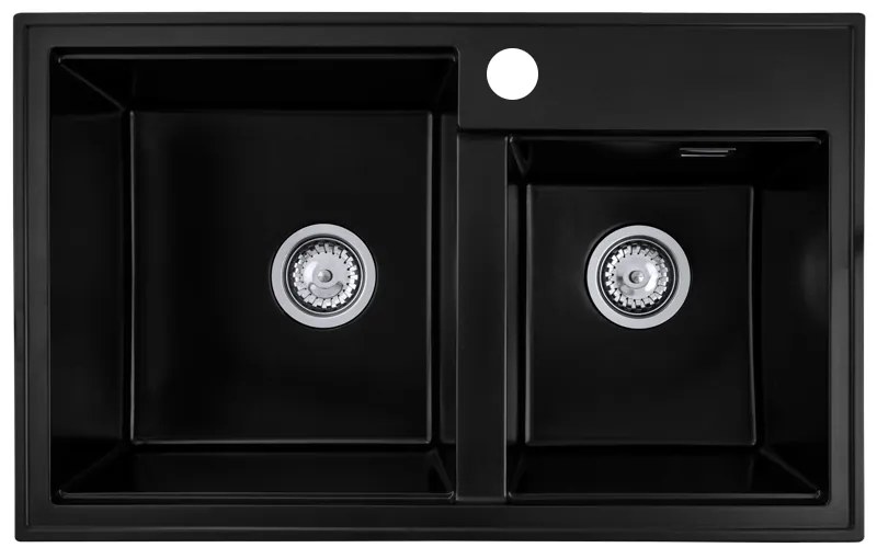 Gamma Modern 8020, 2-komorový granitový drez 795x495x210 mm, čierna, GMA-ZLE000026