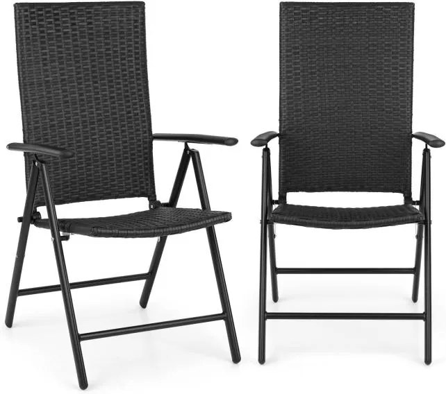 Blumfeldt Estoril, záhradná stolička, polyratan, hliník, 7 úrovní, skladacia, čierna