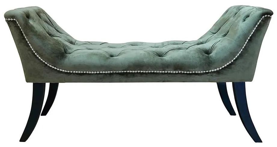 Tempo Kondela Dizajnová lavica, olivovozelená Velvet látka/kaučukové drevo, 117 cm, HEMY TYP 2