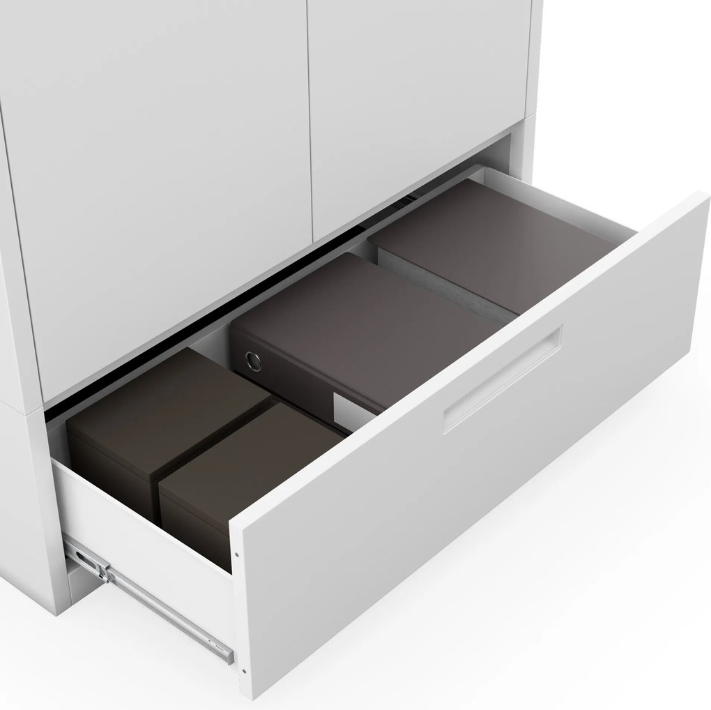 Modulárna kovová multifunkčná skriňa so zásuvkou biela MEGAN 1850 x 900 x 400 mm