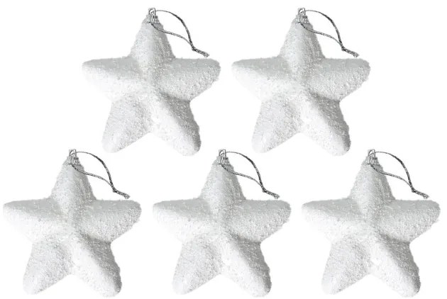 Závesné hviezdy 5ks biele KL-21X21