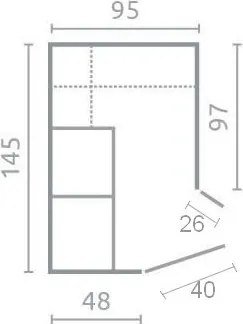 Rohová šatníková skriňa Nano, dub/grafit