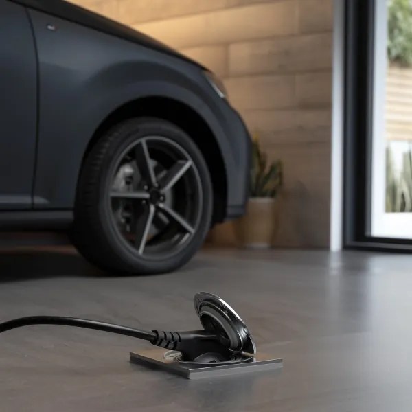 Brilagi - Vonkajšia vstavaná podlahová zásuvka IP55 matný chróm štvorcový