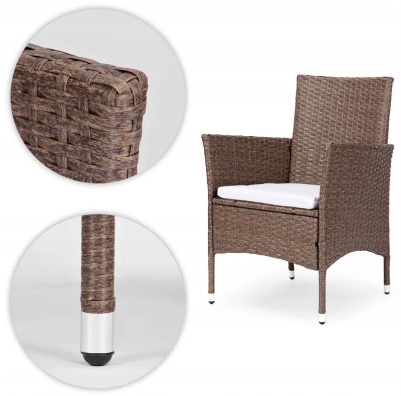 Záhradný set nábytku MULTIGARDEN – 4 kreslá a stôl, svetlohnedý