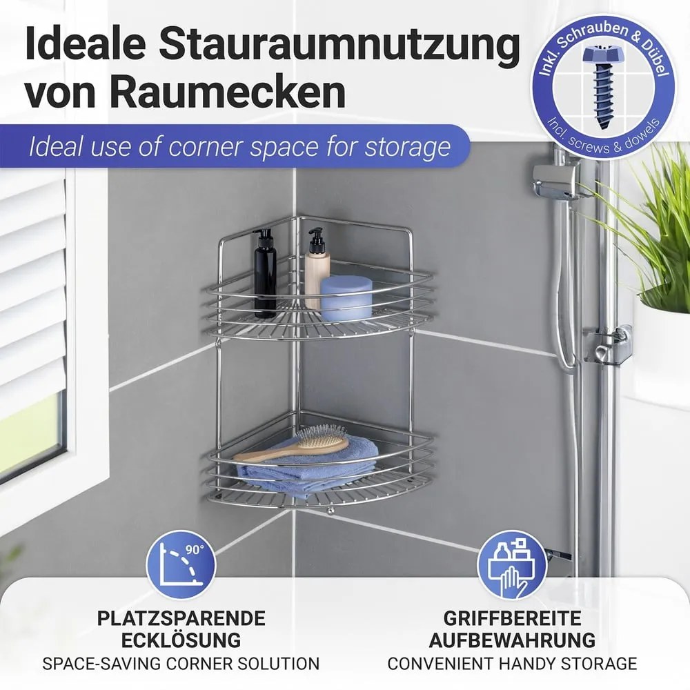 Rohová kúpeľňová polička Wenko Milano