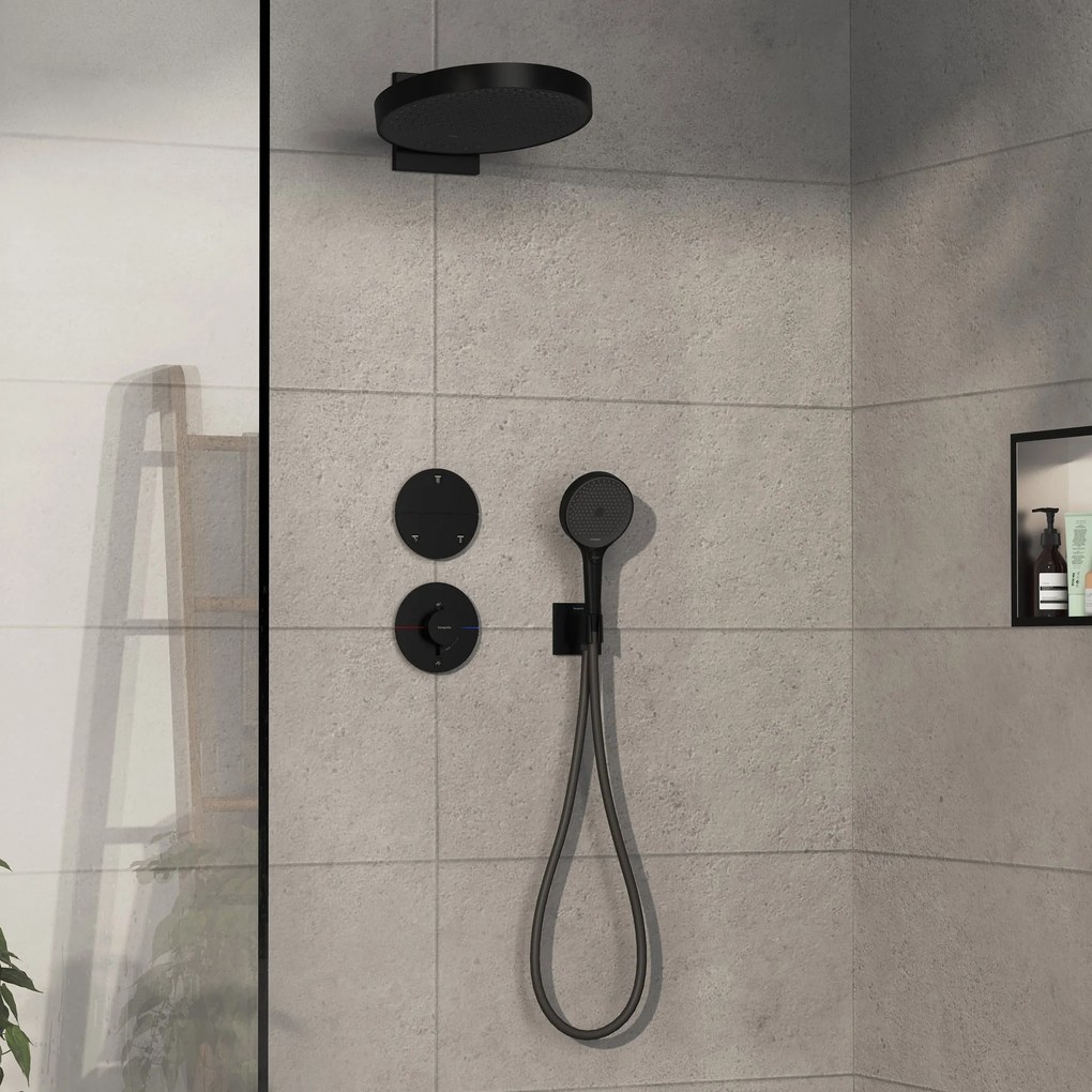 Hansgrohe ShowerSelect Comfort S, termostat pod omietku pre 1 spotrebič a ďalší výtok, čierna matná, HAN-15562670