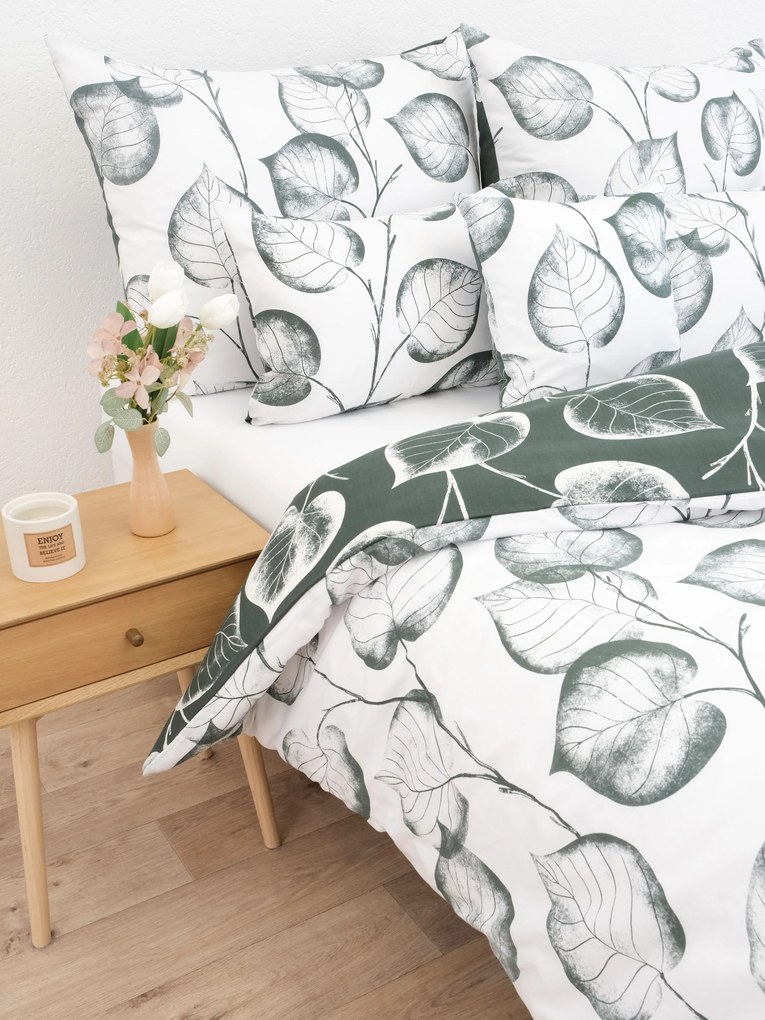 Predĺžené bavlnené obliečky Renforcé - Eliot tmavo zelený