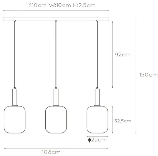 Lucide 45494/03/65 - Luster na lanku JOANET 3xE27/40W/230V čierna