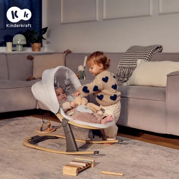 KINDERKRAFT - Detské lehátko ELSU sivé