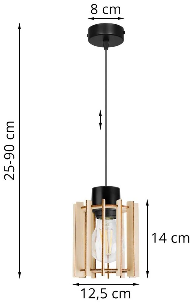 Závesné svietidlo Timber 7, 1x drevené tienidlo
