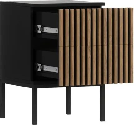 AKCIA Nočný stolík MEORATI 40x40cm, čierna/dub artisan II. akosť