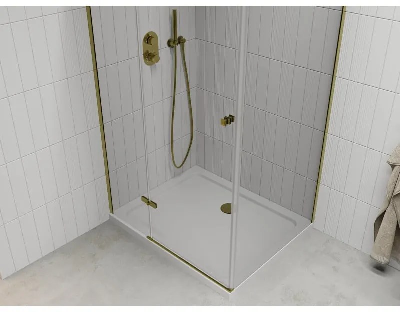 Mexen Roma, sprchovací kút 110 (dvere) x 100 (stena) cm, 6mm číre sklo, chrómový profil + slim sprchová vanička 5cm, 854-110-100-50-00-4010