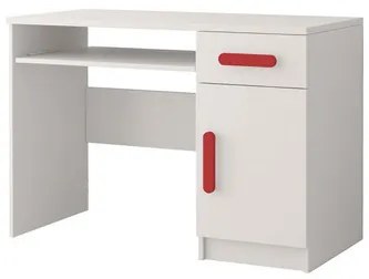 Počítačový stôl Smyk - biela/červená