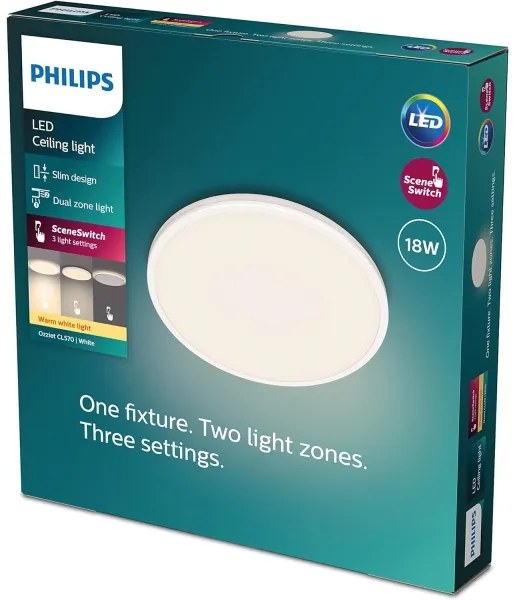 Philips- LED Stmievateľné stropné svietidlo OZZIET SCENE SWITCH LED/18W/230V 2700K