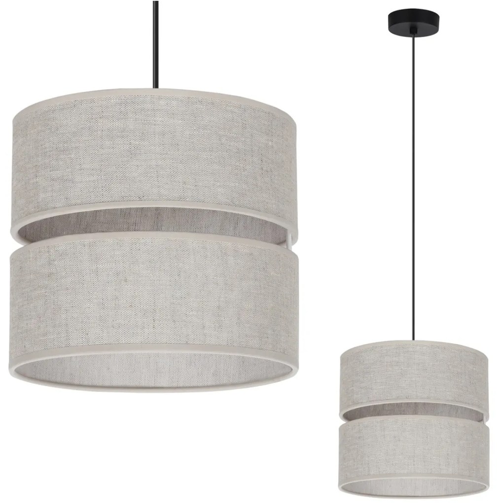 Závesné svietidlo Len, 1x svetlobéžové textilné tienidlo, (fi 20 cm), b